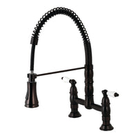 Thumbnail for Gourmetier GS1275PL Heritage Two-Handle Deck-Mount Pull-Down Sprayer Kitchen Faucet, Oil Rubbed Bronze - BNGBath
