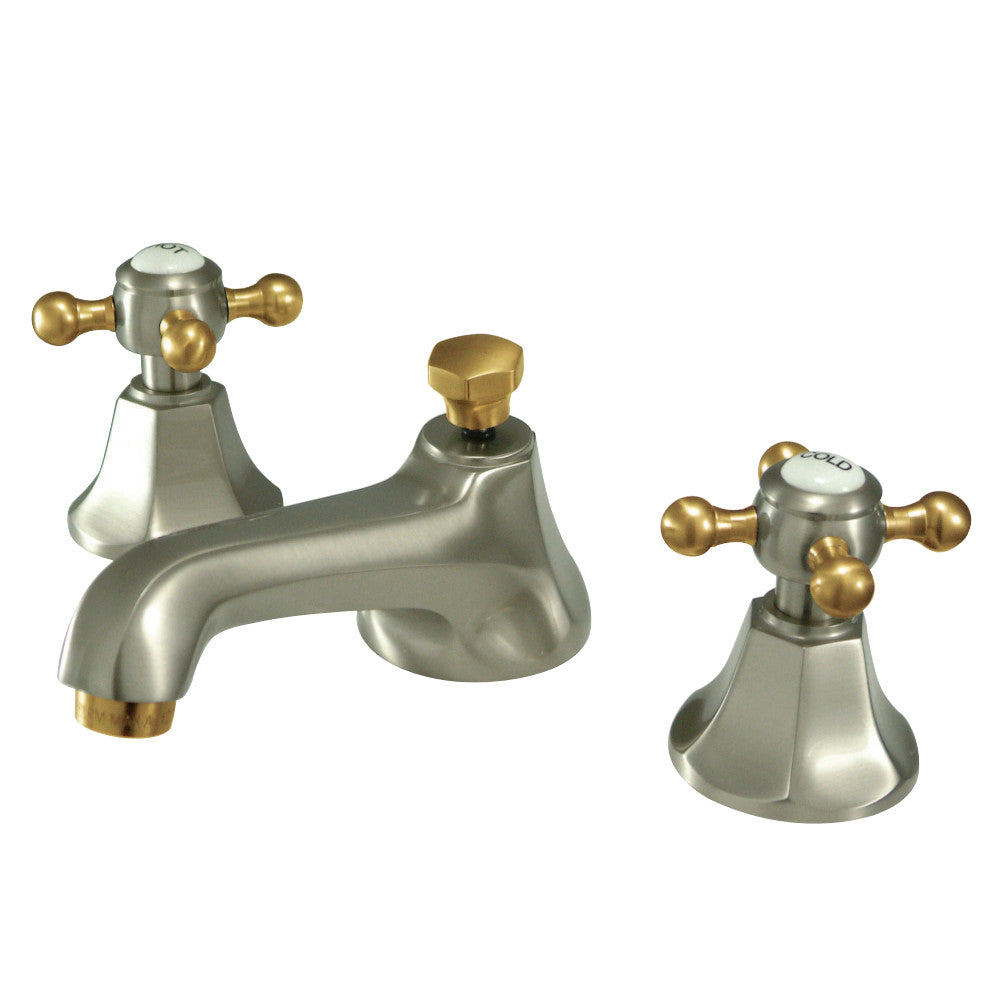 Kingston Brass KS4469BX 8 in. Widespread Bathroom Faucet, Brushed Nickel/Polished Brass - BNGBath