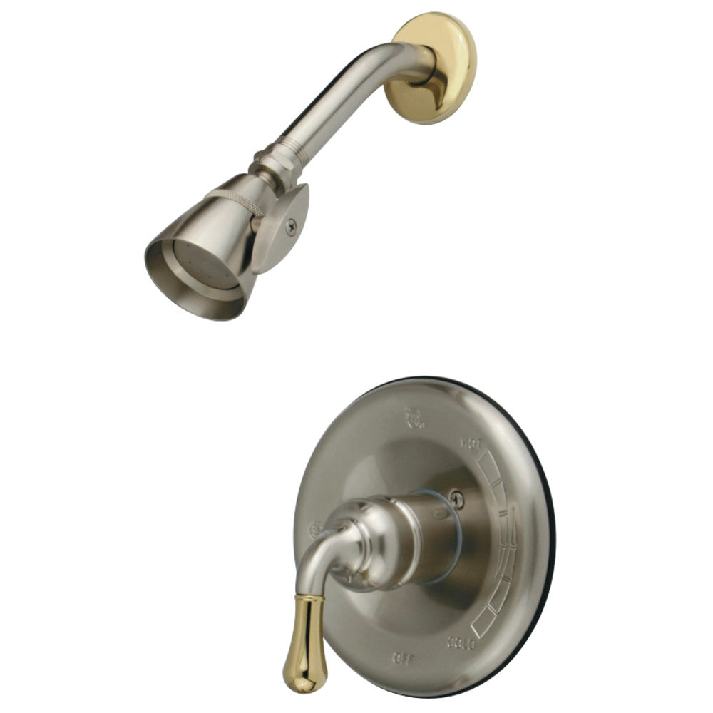 Kingston Brass GKB1639SO Magellan Single Handle Shower Faucet, Brushed Nickel/Polished Brass - BNGBath