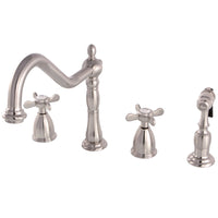 Thumbnail for Kingston Brass KB1798BEXBS Widespread Kitchen Faucet, Brushed Nickel - BNGBath