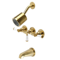 Thumbnail for Kingston Brass KBX8137DPL Paris Three-Handle Tub and Shower Faucet, Brushed Brass - BNGBath