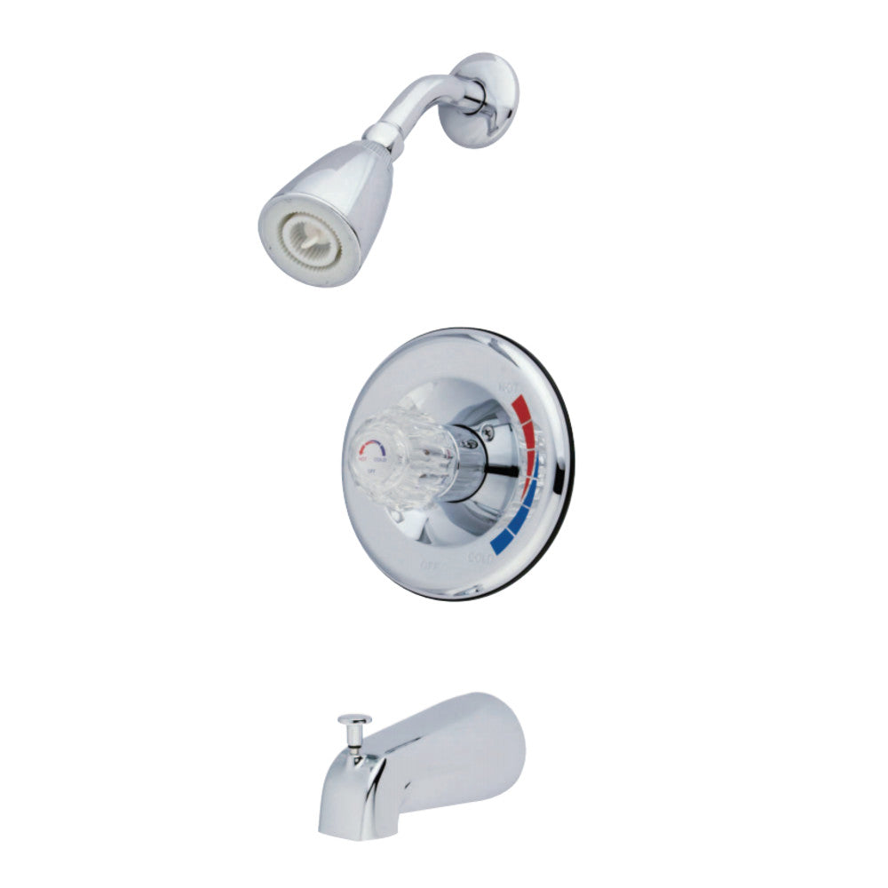 Kingston Brass GKB681 Water Saving Chatham Tub & Shower Faucet with Single Acrylic Handle, Polished Chrome - BNGBath