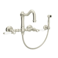 Thumbnail for ROHL Acqui Wall Mount Column Spout Bridge Kitchen Faucet with Sidespray - BNGBath
