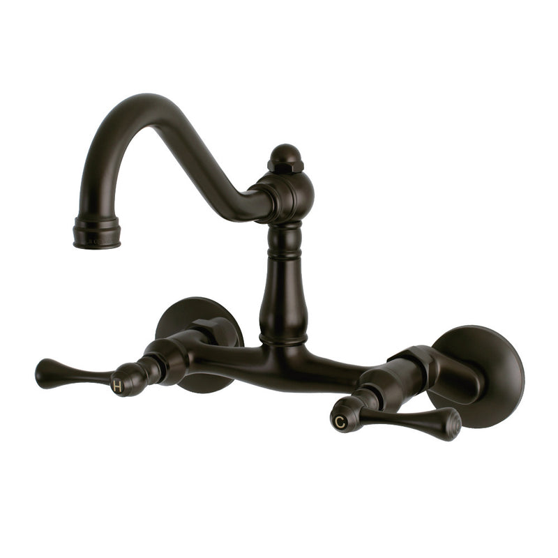 Kingston Brass KS3225BL Vintage 6" Adjustable Center Wall Mount Kitchen Faucet, Oil Rubbed Bronze - BNGBath