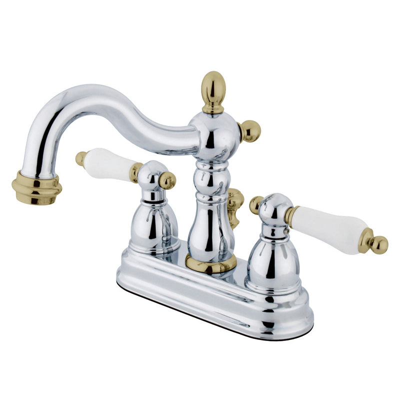 Kingston Brass KB1604PL Heritage 4 in. Centerset Bathroom Faucet, Polished Chrome/Polished Brass - BNGBath
