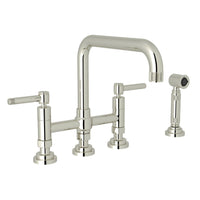 Thumbnail for ROHL Campo Deck Mount U-Spout 3 Leg Bridge Faucet with Sidespray - BNGBath