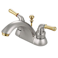 Thumbnail for Kingston Brass KB2629B Naples 4 in. Centerset Bathroom Faucet, Brushed Nickel/Polished Brass - BNGBath