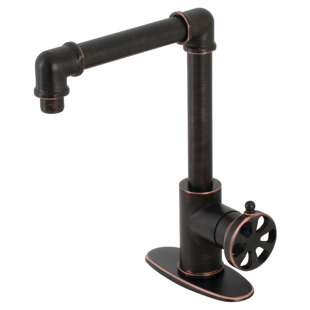 Kingston Brass KSD144RXNB Single-Handle 1-Hole Deck Mount Bathroom Faucet with Push Pop-Up in Naples Bronze - BNGBath