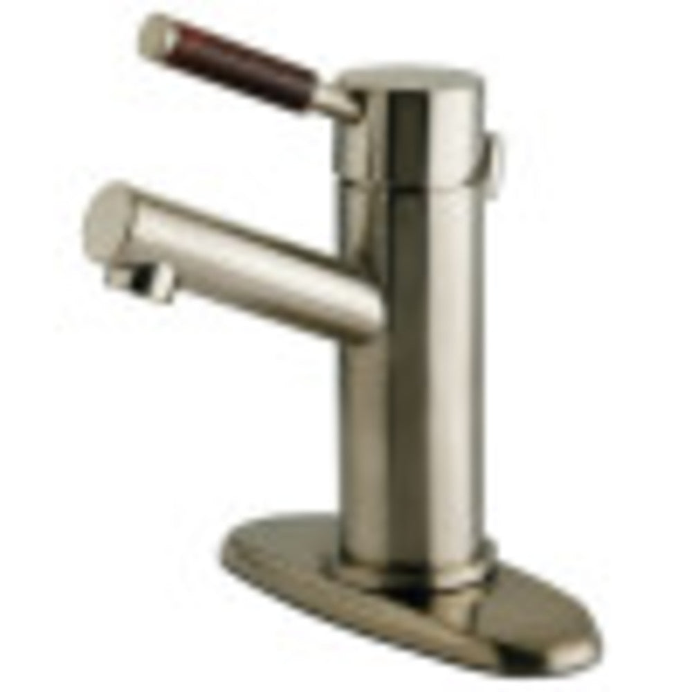 Kingston Brass KS8428DWL Wellington Single-Handle Bathroom Faucet with Brass Pop-Up and Cover Plate, Brushed Nickel - BNGBath