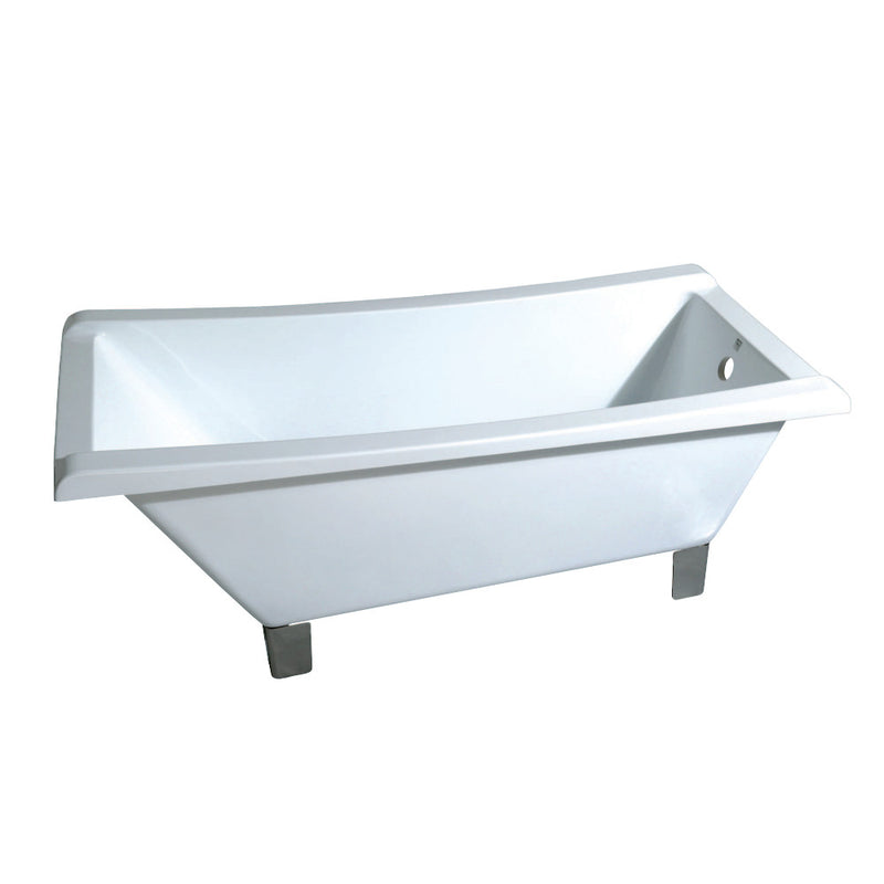 Aqua Eden VTRF673018A8 67-Inch Acrylic Single Slipper Clawfoot Tub (No Faucet Drillings), White/Brushed Nickel - BNGBath