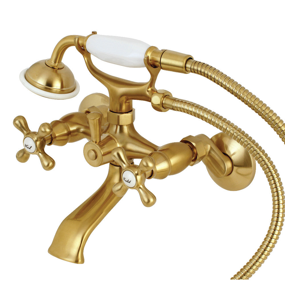 Kingston Brass KS265SB Kingston Tub Wall Mount Clawfoot Tub Faucet with Hand Shower, Brushed Brass - BNGBath