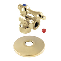 Thumbnail for Kingston Brass CC54302K 5/8-Inch OD X 1/2-Inch or 7/16-Inch Slip Joint Quarter-Turn Angle Stop Valve with Flange, Polished Brass - BNGBath