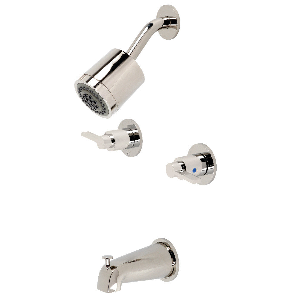 Kingston Brass KBX8146NDL NuvoFusion Two-Handle Tub and Shower Faucet, Polished Nickel - BNGBath