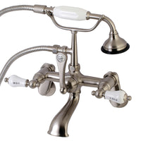 Thumbnail for Kingston Brass AE53T8 Aqua Vintage 2-Handle Wall Mount Tub Faucet, Brushed Nickel - BNGBath