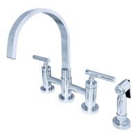 Thumbnail for Kingston Brass KS8261CMLBS Manhattan 2-Handle Kitchen Faucet with Brass Side Sprayer, Polished Chrome - BNGBath