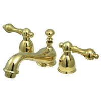 Thumbnail for Kingston Brass KS3952AL Restoration Mini-Widespread Bathroom Faucet, Polished Brass - BNGBath
