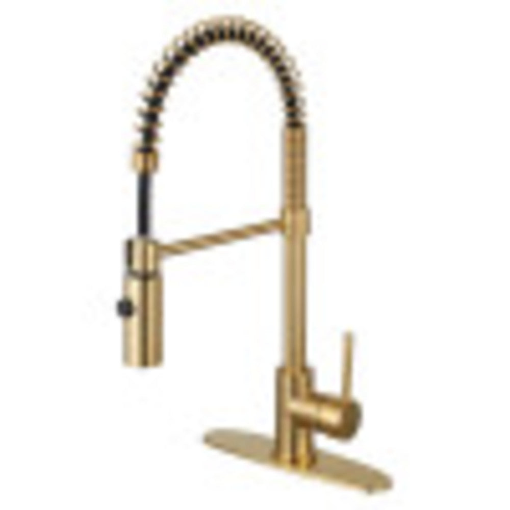 Gourmetier LS8773DL Concord Single-Handle Pre-Rinse Kitchen Faucet, Brushed Brass - BNGBath
