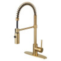 Thumbnail for Gourmetier LS8773DL Concord Single-Handle Pre-Rinse Kitchen Faucet, Brushed Brass - BNGBath