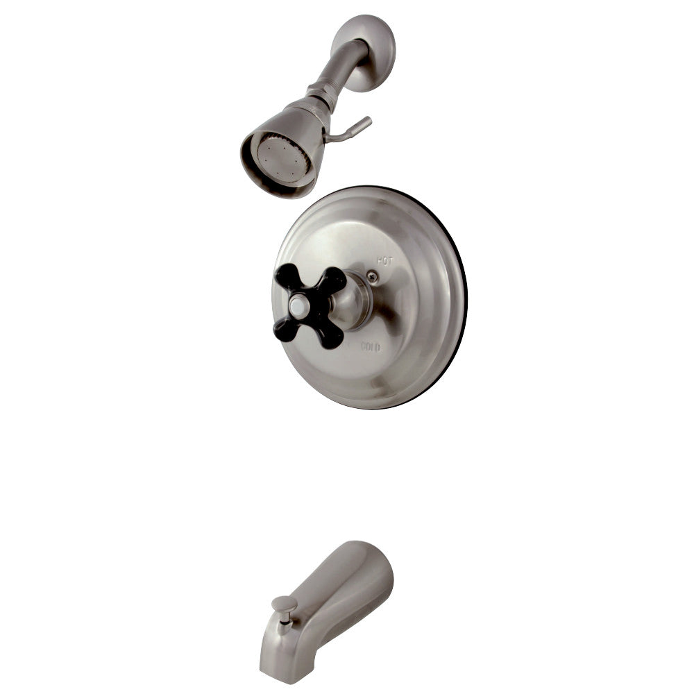 Kingston Brass KB3638PKX Duchess Tub and Shower Faucet with Cross Handle, Brushed Nickel - BNGBath