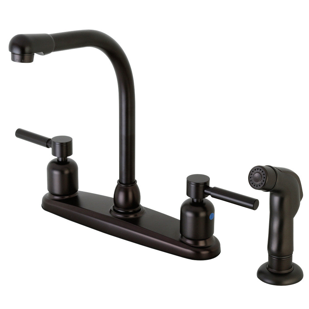 Kingston Brass FB755DLSP Concord 8-Inch Centerset Kitchen Faucet with Sprayer, Oil Rubbed Bronze - BNGBath