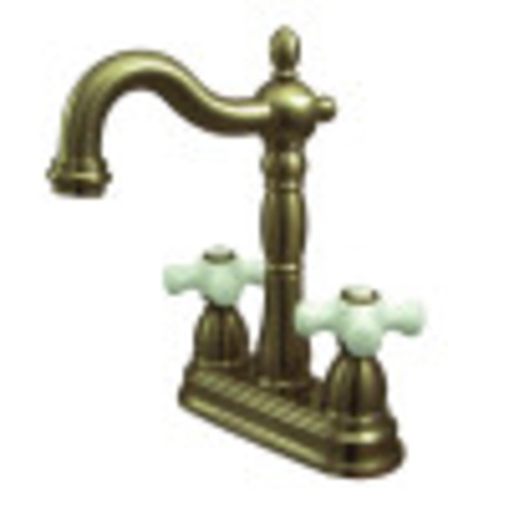 Kingston Brass KB1493PX Heritage Two-Handle Bar Faucet, Antique Brass - BNGBath