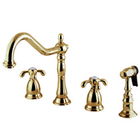 Thumbnail for Kingston Brass KS1792TXBS Widespread Kitchen Faucet, Polished Brass - BNGBath