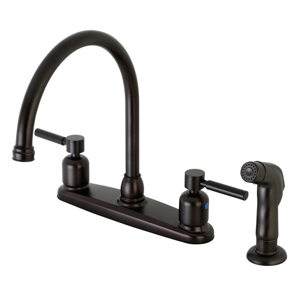 Kingston Brass FB795DLSP Concord 8-Inch Centerset Kitchen Faucet with Sprayer, Oil Rubbed Bronze - BNGBath