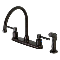 Thumbnail for Kingston Brass FB795DLSP Concord 8-Inch Centerset Kitchen Faucet with Sprayer, Oil Rubbed Bronze - BNGBath