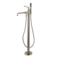 Thumbnail for Kingston Brass KS7038ABL English Country Freestanding Tub Faucet with Hand Shower, Brushed Nickel - BNGBath