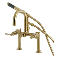 Thumbnail for Aqua Vintage AE8407DL Concord Deck Mount Clawfoot Tub Faucet, Brushed Brass - BNGBath