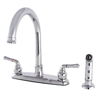 Thumbnail for Kingston Brass FB7791NMLSP Naples 8-Inch Centerset Kitchen Faucet with Sprayer, Polished Chrome - BNGBath