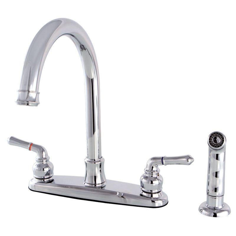 Kingston Brass FB7791NMLSP Naples 8-Inch Centerset Kitchen Faucet with Sprayer, Polished Chrome - BNGBath