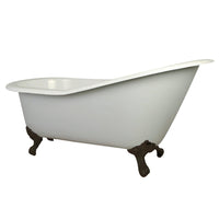 Thumbnail for Aqua Eden NHVCT7D653129B6 61-Inch Cast Iron Single Slipper Clawfoot Tub with 7-Inch Faucet Drillings, White/Naples Bronze - BNGBath