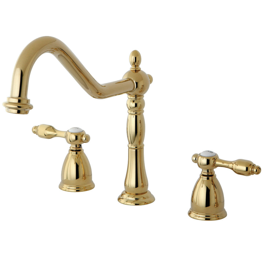Kingston Brass KB1792TALLS Widespread Kitchen Faucet, Polished Brass - BNGBath