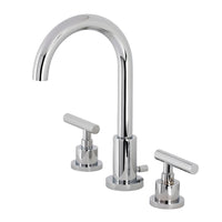 Thumbnail for Kingston Brass FSC8921CML Manhattan Widespread Bathroom Faucet with Brass Pop-Up, Polished Chrome - BNGBath