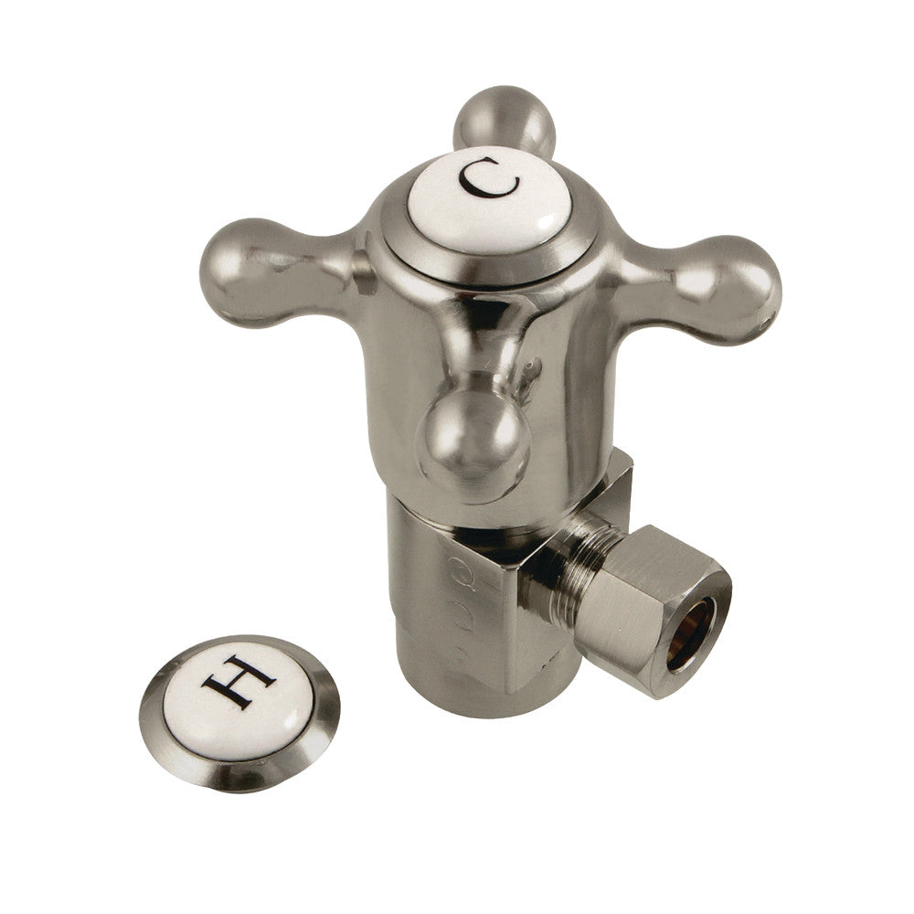 Kingston Brass CD43308BX 1/2"IPS x 3/8"O.D. Anti-Seize Quarter Turn Angle Stop, Brushed Nickel - BNGBath