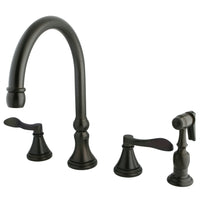 Thumbnail for Kingston Brass KS2795DFLBS Widespread Kitchen Faucet, Oil Rubbed Bronze - BNGBath