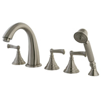 Thumbnail for Kingston Brass KS53685FL Royale Roman Tub Faucet with Hand Shower, Brushed Nickel - BNGBath