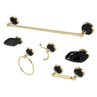 Thumbnail for Kingston Brass BAK9110PB2 Water Onyx 6-Piece Bathroom Accessory Set, Polished Brass - BNGBath