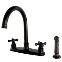 Thumbnail for Kingston Brass FB7795AXSP Victorian 8-Inch Centerset Kitchen Faucet with Sprayer, Oil Rubbed Bronze - BNGBath