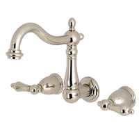 Thumbnail for Kingston Brass KS1256AL 8-Inch Center Wall Mount Bathroom Faucet, Polished Nickel - BNGBath