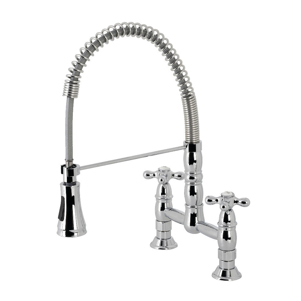 Gourmetier GS1271AX Heritage Two-Handle Deck-Mount Pull-Down Sprayer Kitchen Faucet, Polished Chrome - BNGBath