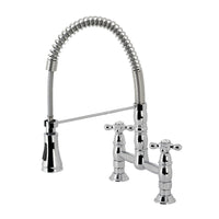 Thumbnail for Gourmetier GS1271AX Heritage Two-Handle Deck-Mount Pull-Down Sprayer Kitchen Faucet, Polished Chrome - BNGBath