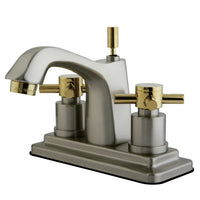 Thumbnail for Kingston Brass KS8649DX 4 in. Centerset Bathroom Faucet, Brushed Nickel/Polished Brass - BNGBath