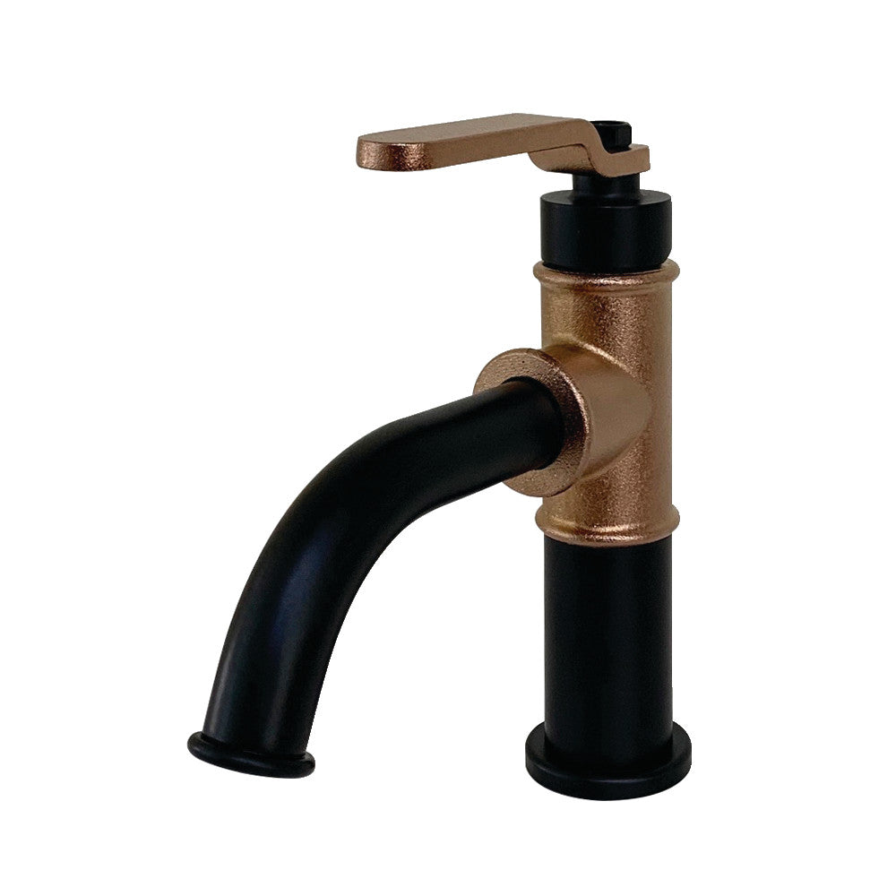 Kingston Brass KS2827KL Whitaker Single-Handle Bathroom Faucet with Push Pop-Up, Matte Black/Rose Gold - BNGBath