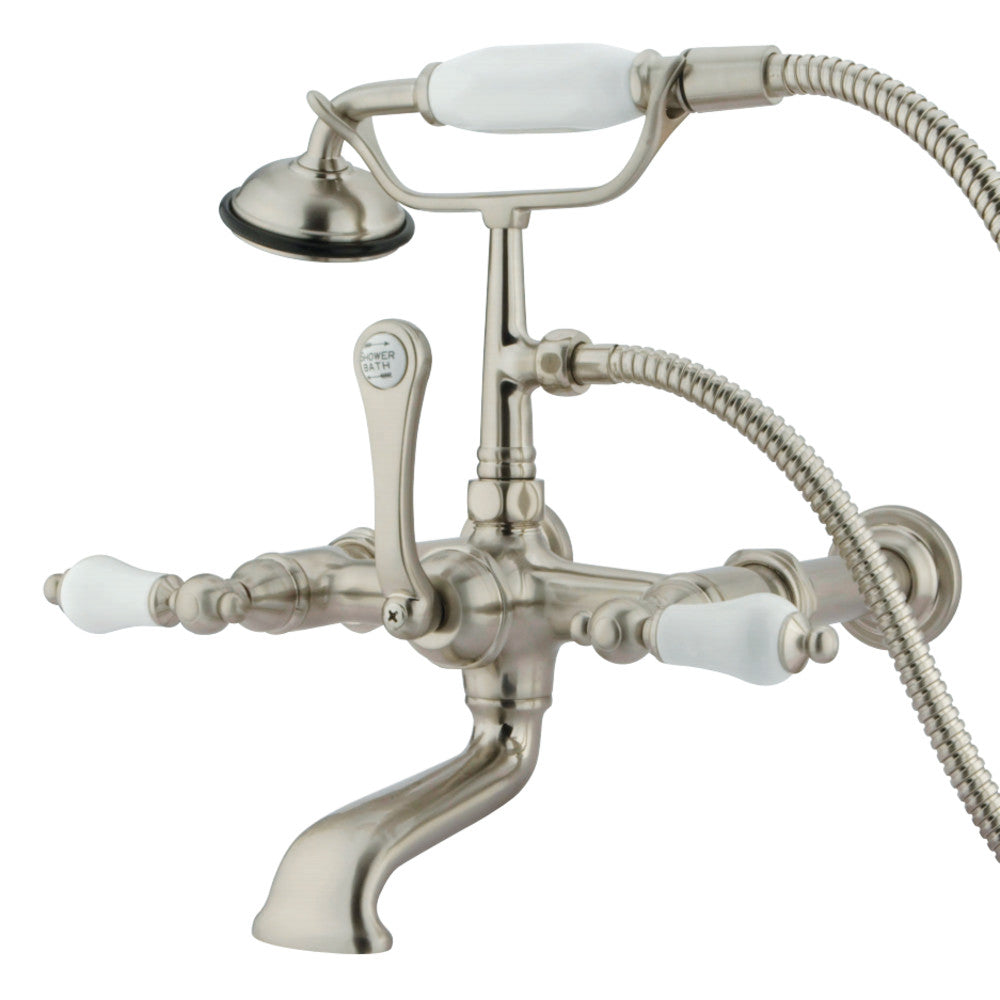 Kingston Brass CC543T8 Vintage 7-Inch Wall Mount Tub Faucet with Hand Shower, Brushed Nickel - BNGBath