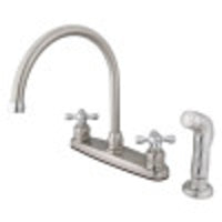 Thumbnail for Kingston Brass KB727AX Vintage Centerset Kitchen Faucet, Brushed Nickel/Polished Chrome - BNGBath