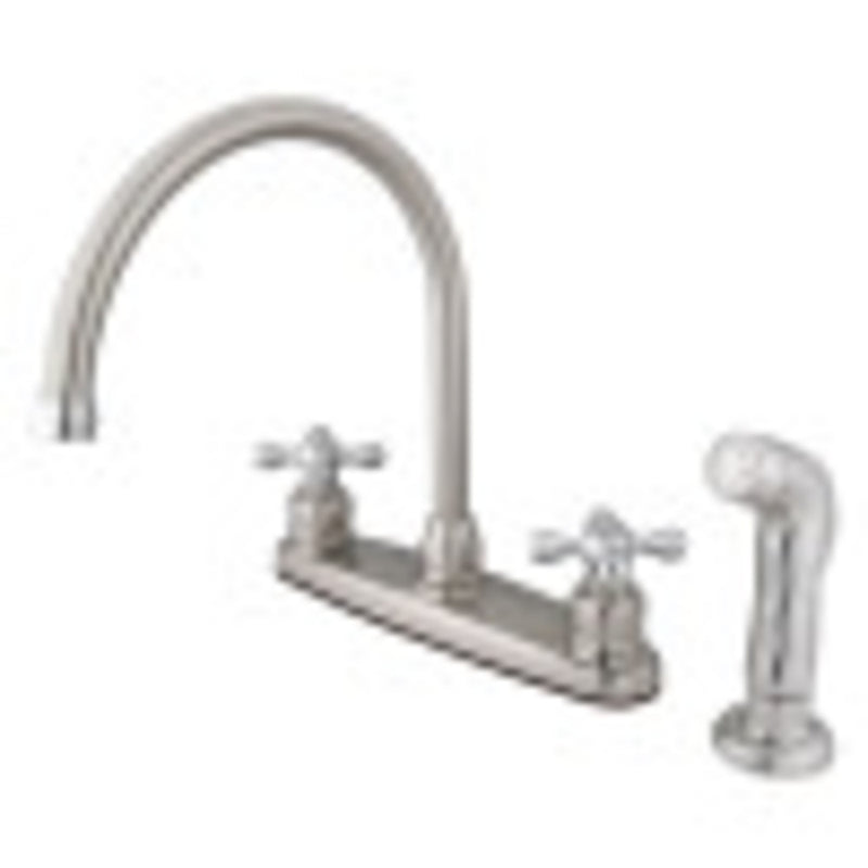 Kingston Brass KB727AX Vintage Centerset Kitchen Faucet, Brushed Nickel/Polished Chrome - BNGBath