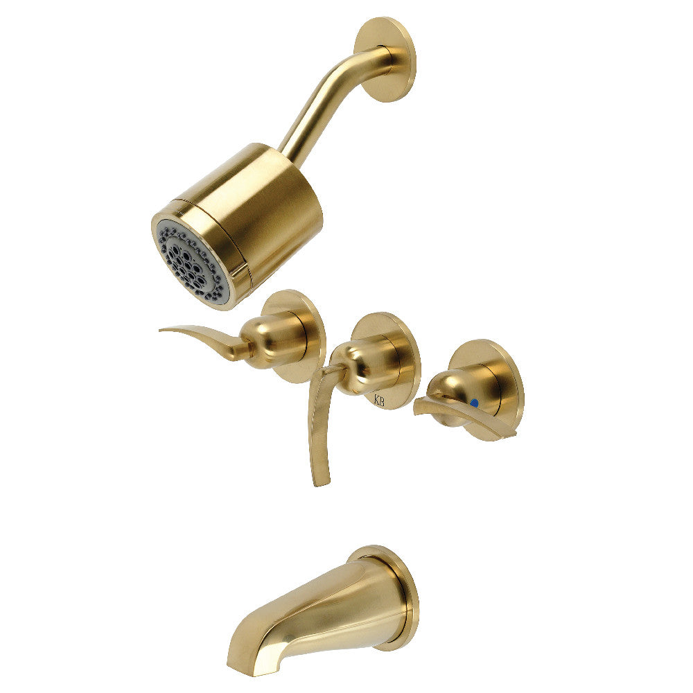 Kingston Brass KBX8137EFL Centurion Three-Handle Tub and Shower Faucet, Brushed Brass - BNGBath