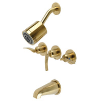 Thumbnail for Kingston Brass KBX8137EFL Centurion Three-Handle Tub and Shower Faucet, Brushed Brass - BNGBath